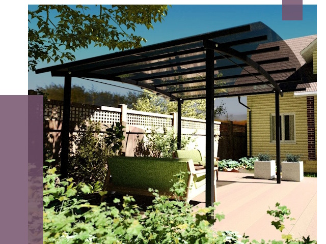 Навесы для террасы в Туймазы от 12992 руб. под ключ | ПРОЛЁТ-Тмз