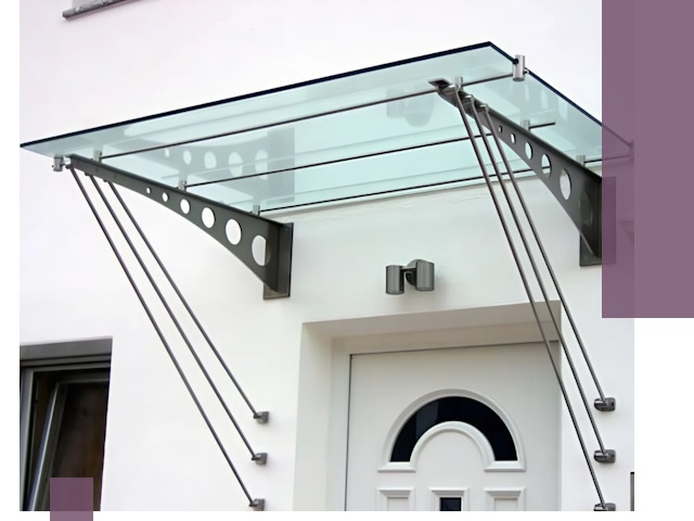 Козырьки над входом под ключ в Туймазы — изготовление и монтаж